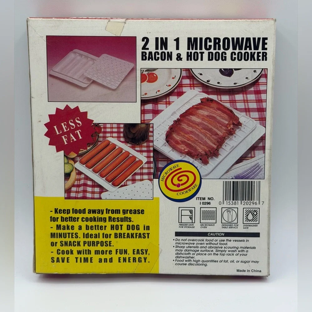2-in-1 White Microwave Bacon & Hot Dog Cooker - New Open Box